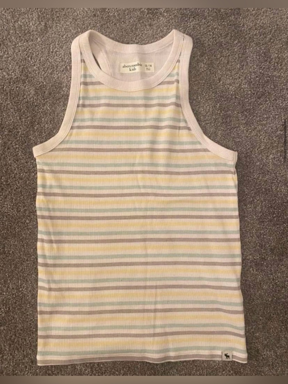 abercrombie kids Ribbed Pastel Stripe Tank in White, Yellow, Gray, Blue